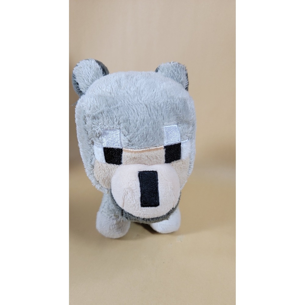 Jinx Minecraft Wolf Plush Stuffed Animal Toy Gray Red Collar 9 inch 2014